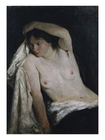 Female Half Nude, 1877 (Oil On Canvas) by Erik Theodor Werenskiold Pricing Limited Edition Print image