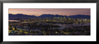 Aerial View Of Vancouver Lit Up At Dusk, British Columbia, Canada by Panoramic Images Pricing Limited Edition Print image