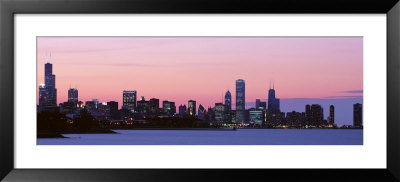 Silhouette Of Buildings At Dusk, Chicago, Illinois, Usa by Panoramic Images Pricing Limited Edition Print image
