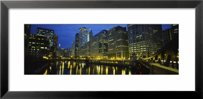 Buildings Lit Up At Night, Chicago River, Chicago, Illinois, Usa by Panoramic Images Pricing Limited Edition Print image