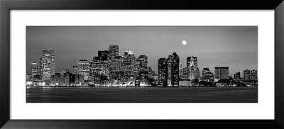 Black And White Skyline At Night, Boston, Massachusetts, Usa by Panoramic Images Pricing Limited Edition Print image