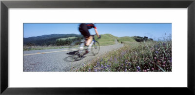 Man Riding A Bicycle, Bolinas Ridge, Marin County, California, Usa by Panoramic Images Pricing Limited Edition Print image