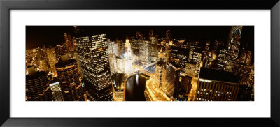 City At Night, Chicago River, Chicago, Illinois, Usa by Panoramic Images Pricing Limited Edition Print image