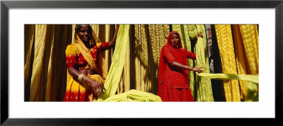 Portrait Of Two Mature Women Working In A Textile Industry, Rajasthan, India by Panoramic Images Pricing Limited Edition Print image