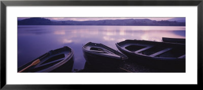 Fishing Boats Moored In A Lake, Loch Awe, Strathclyde Region, Highlands Region, Scotland by Panoramic Images Pricing Limited Edition Print image