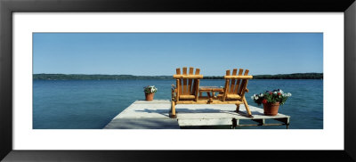 Rear View Of Two Adirondack Chairs On A Dock, Minnesota, Usa by Panoramic Images Pricing Limited Edition Print image