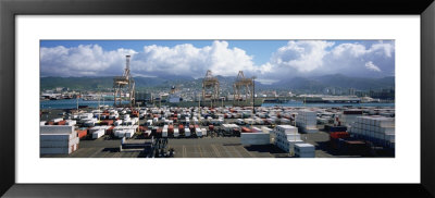 Containers And Cranes At A Harbor, Honolulu Harbor, Hawaii, Usa by Panoramic Images Pricing Limited Edition Print image