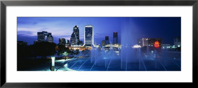 Fountain, Cityscape, Night, Jacksonville, Florida, Usa by Panoramic Images Pricing Limited Edition Print image