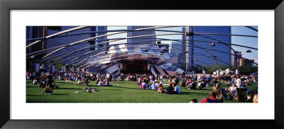 People At A Lawn, Pritzker Pavilion, Millennium Park, Chicago, Illinois, Usa by Panoramic Images Pricing Limited Edition Print image