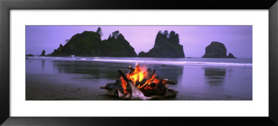 Bonfire On The Beach, Point Of The Arches, Shi-Shi Beach, Washington State, Usa by Panoramic Images Pricing Limited Edition Print image