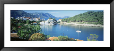 High Angle View Of A Town On The Waterfront, Cephalonia, Greece by Panoramic Images Pricing Limited Edition Print image