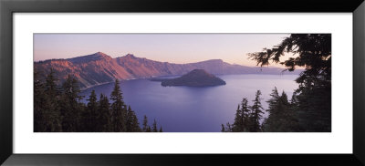 Aerial View Of Mountains Around A Lake, Crater Lake, Oregon, Usa by Panoramic Images Pricing Limited Edition Print image