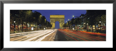 View Of Traffic On An Urban Street, Champs Elysees, Arc De Triomphe, Paris, France by Panoramic Images Pricing Limited Edition Print image