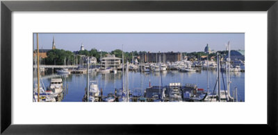 View Of Yachts In A Bay, Annapolis Md Naval Academy And Marina, Annapolis, Usa by Panoramic Images Pricing Limited Edition Print image