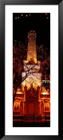 Night, Old Water Tower, Chicago, Illinois, Usa by Panoramic Images Pricing Limited Edition Print image