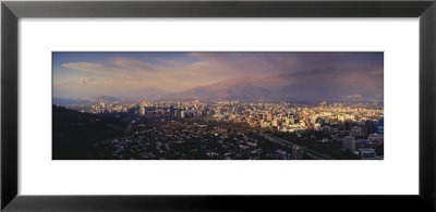 Aerial View Of A City At Dusk, Santiago, Chile by Panoramic Images Pricing Limited Edition Print image