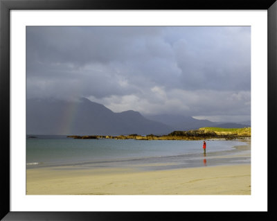 Lone Person On A Sandy Beach Under A Stormy Sky, Near Tully Cross, Connemara, Connacht by Gary Cook Pricing Limited Edition Print image