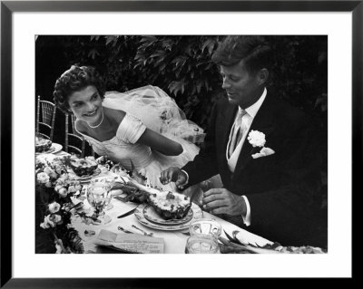 Senator John F. Kennedy And Bride Jacqueline Enjoying Dinner At Their Outdoor Wedding Celebration by Lisa Larsen Pricing Limited Edition Print image
