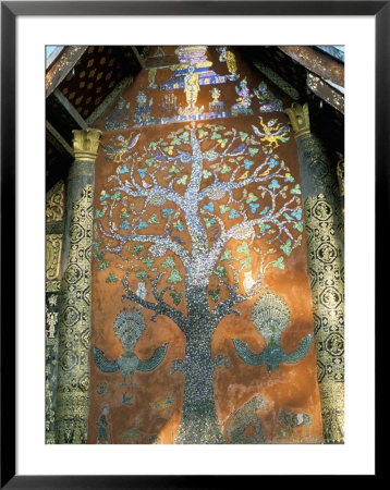 Glass Mosaic Of Tree Of Life On Wall Of The 16Th Century Sim, Wat Xiang Thong, Luang Prabang, Laos by Richard Ashworth Pricing Limited Edition Print image