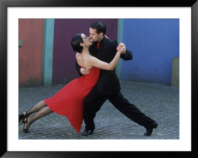Dancing The Tango Amid Colorful Walls Of La Bocoa Barrio, Buenos Aires, Argentina by Lin Alder Pricing Limited Edition Print image