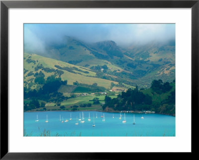 Sailboats Moored, Akaroa Peninsula, New Zealand by William Sutton Pricing Limited Edition Print image
