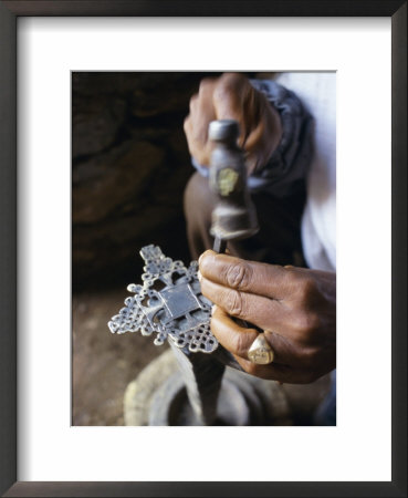 Close-Up Of Blacksmith's Hands Working On Metal Cross, Axoum (Axum) (Aksum), Tigre Region, Ethiopia by Bruno Barbier Pricing Limited Edition Print image