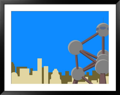 Illustration Of The Atomium Sculpture, Brussels, Belgium by Michael Kelly Pricing Limited Edition Print image