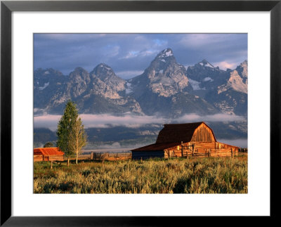 Barn On Mormon Row, With The Teton Mountain Range In The Background, Grand Teton National Park by Brent Winebrenner Pricing Limited Edition Print image
