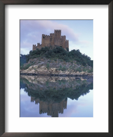 Tejo Castelo De Almourol Reflected In Tagus River, Portugal by John & Lisa Merrill Pricing Limited Edition Print image