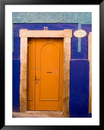 Door On Colorful Blue House, Guanajuato, Mexico by Julie Eggers Pricing Limited Edition Print image