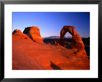 Delicate Arch And Surrounding Slick-Rock With La Sal Mountains In Distance, Utah by Ross Barnett Pricing Limited Edition Print image