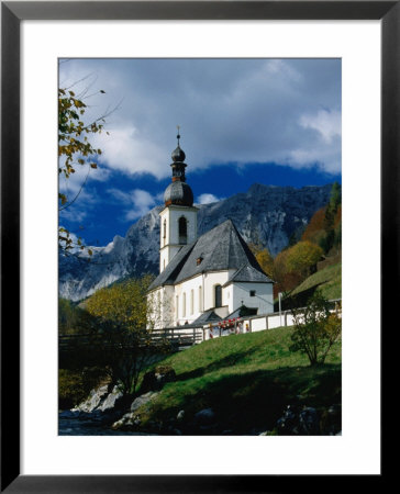 Ramsau Church Above Ramsauer Arche Stream, Berchtesgaden, Germany by Martin Moos Pricing Limited Edition Print image