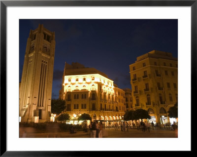 Clock Tower In Place D'etoile (Nejmeh Square) At Night, Downtown, Beirut, Lebanon, Middle East by Christian Kober Pricing Limited Edition Print image
