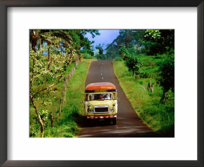 Bus Travelling On Island Road, Upolu, Samoa by Peter Hendrie Pricing Limited Edition Print image