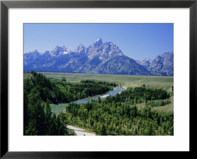 The Snake River Cutting Through Terrace Below Summits, Grand Teton National Park, Wyoming, Usa by Tony Waltham Pricing Limited Edition Print image
