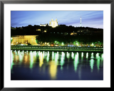 Basilique Notre Dame De Fourviere, Tour Mettalique, River Saone, Lyon, Rhone, France by David Hughes Pricing Limited Edition Print image