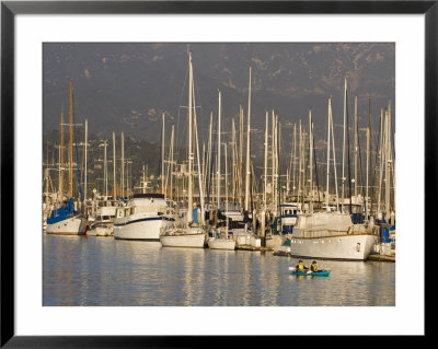 Sailboats Docked In The Santa Barbara Harbor With Kayakers, California by Rich Reid Pricing Limited Edition Print image