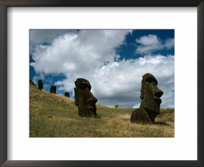 View Of Several Moai On A Hill Inside A Crater by James P. Blair Pricing Limited Edition Print image