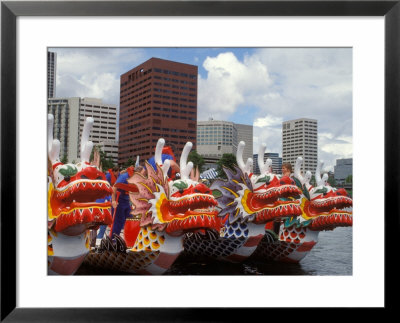 Contestants Preparing Dragon Boats For The Rose Festival Dragon Boat Races, Portland, Oregon, Usa by Janis Miglavs Pricing Limited Edition Print image
