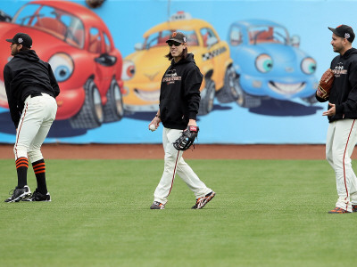 Texas Rangers V San Francisco Giants, Game 2: Barry Zito, Tim Lincecum, Jonathan Sanchez by Justin Sullivan Pricing Limited Edition Print image