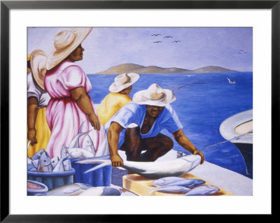 Mural At Public Market, Marigot, St. Martin, Caribbean by Greg Johnston Pricing Limited Edition Print image