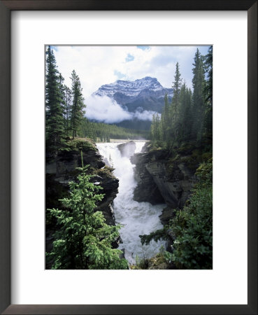 Athabasca Falls And Mount Kerkeslin, Jasper National Park, Unesco World Heritage Site, Alberta by Hans Peter Merten Pricing Limited Edition Print image