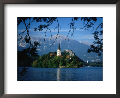 Church Of The Assumption On Blejski Otok (Bled Island) And Bled Castle, Bled, Slovenia by Martin Moos Pricing Limited Edition Print image