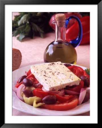 Salad And Bottle Of Cretan Olive Oil, Crete, Greece by Steve Outram Pricing Limited Edition Print image