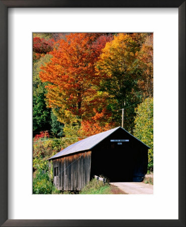Autumn Leaves Surrounding Cilley Covered Bridge, Vermont by John Elk Iii Pricing Limited Edition Print image