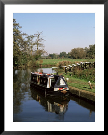 Narrow Boat Moored Waiting To Enter Craft Lock, Sutton Green, Surrey, England by Pearl Bucknall Pricing Limited Edition Print image