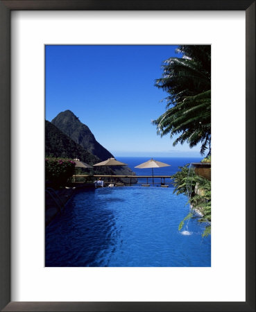 The Pool At The Ladera Resort Overlooking The Pitons, St. Lucia, Windward Islands by Yadid Levy Pricing Limited Edition Print image