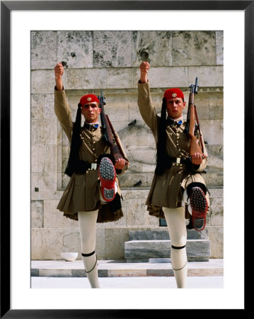 Evzones (Royal Guards) Performing Changing Of Guard At Parliament Building, Athens, Greece by Anders Blomqvist Pricing Limited Edition Print image