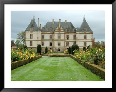 Asters And Fountain In Garden Of Chateau De Cormatin, Burgundy, France by Lisa S. Engelbrecht Pricing Limited Edition Print image