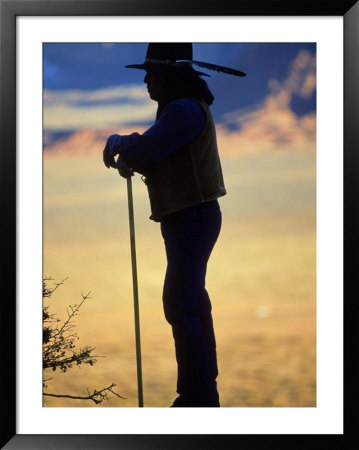 Silhouette Of A Navajo Indian, Arizona by Bob Trehearne Pricing Limited Edition Print image